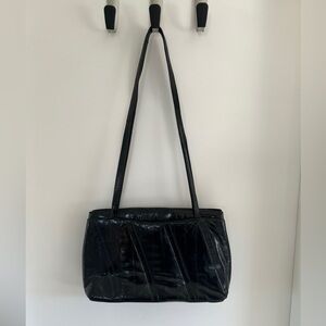 Vintage eel skin leather shoulder bag tote